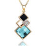 Blue Crystal Drop Golden geometry Pendants Necklace for women