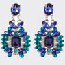 Shiny Resin Stone Blue Plant Geometric Crystal Stud Earrings