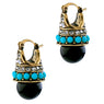 Vintage Round Black Palace Crystal Stud Earrings For Women