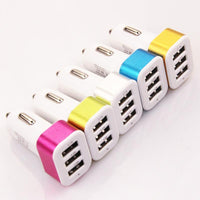 Triple USB Universal Car Pink Charger Adapters - sparklingselections