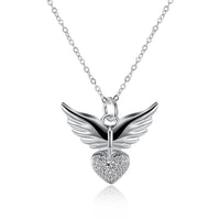 New Design Silver Color Wings Heart Pendant Necklace