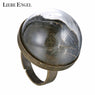 Vintage Bronze Plant Glass Copper Ring For Women (Adjustable)