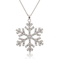 Luxury Shiny Rhinestone Snowflake Necklace Pendants Chain long necklace jewelry women