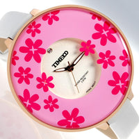New Fashion Women Pink Leather Strap Casual Wrist Watch - sparklingselections