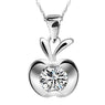 Silver Plated Clavicle Charm Small Flat Apple Pendant Necklace