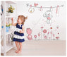 Pink Cartoon Cat Rabbit Flower Wall Sticker For Baby