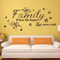 Family Where Life Begins  Love Never Ends Removable Wall Stickers - sparklingselections