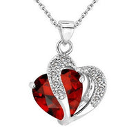 Heart Shaped Red Stone Pendant Necklace For Women - sparklingselections