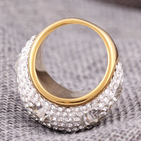Austrian Crystal Gold Diamond Accent Dome Ring