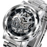 Roman Numerals Steampunk Skeleton Mechanical Stainless Steel Wrist Watch