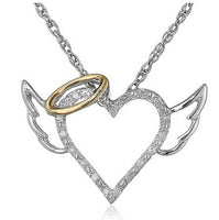 Angel Wings Love Heart Pendant Necklace for Women