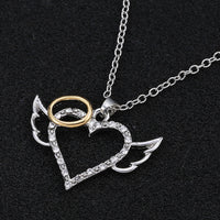 Angel Wings Love Heart Pendant Necklace for Women