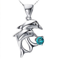 Trendy And Classic Love Forever Double Dolphin Pattern Woman Pendant Necklace - sparklingselections