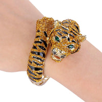 Gold Tone Brown Tiger Rhinestone Bracelet For Women - sparklingselections