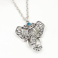 Women Boho Vintage Lucky Elephant Pendant Necklace - sparklingselections