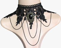 Black Gem Collars Charms Exaggerated Lace Women Necklace - sparklingselections