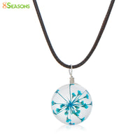 Transparent Glass Globe Dried Flower Necklace for Women