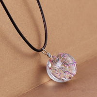 Transparent Glass Globe Dried Flower Necklace for Women