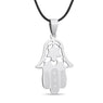 Rhinestone Leather Cord Hand Lucky Lady Pendant Necklace for Women
