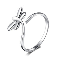 Silver Plated Dragonflies Opening Female Ring - sparklingselections
