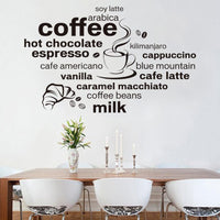 New Simple And Stylish English Coffee Pattern Wall Stickers - sparklingselections
