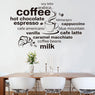 New Simple And Stylish English Coffee Pattern Wall Stickers