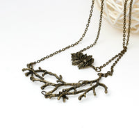 Handmade autumn Vintage Leaf Branch Necklace for Woman