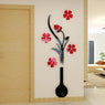 Vase Plum flower 3d three-dimensional Crystal Acrylic wall stickers for Living room