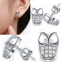 Women's New Silver Plated Shiny Rhinestones Ear Studs Earrings For Wedding, Anniversary, Girls - sparklingselections