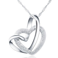 Silver Plated Double Heart Pendant Necklace For Women - sparklingselections