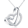 Silver Plated Double Heart Pendant Necklace For Women