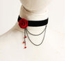 Retro Gothic Black Red Flower Lace Necklace for Women