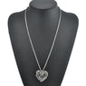 Women Hollow Silver Heart Crystal Rhinestone Pendant Long Chain Necklace