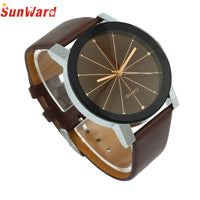 Quartz Dial Clock Leather Wrist Watch for Men