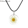 Handmade Boho Transparent Resin Dried Flower Pendant Necklace for Women