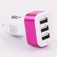 Triple USB Universal Car Pink Charger Adapters - sparklingselections