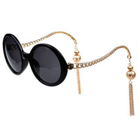 Vintage Oculos Oversized Gold Tassel Pendant Sunglasses for Women