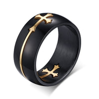 Stainless Steel black color cross ring for men women