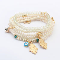 Butterfly Fatima Palm Eye Peace Sign Beads Stylish Bracelet