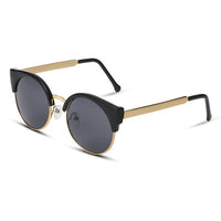 Retro Designer Round Circle Cat Eye Semi-Rimless Vintage Sunglasses