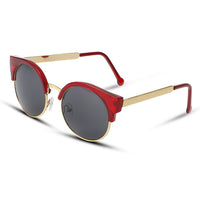 Retro Designer Round Circle Cat Eye Semi-Rimless Vintage Sunglasses