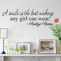 Smile Is The Best Make Up Wall Decals Vinyl Wall Stickers