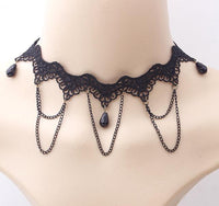 Black Gem Collars Charms Exaggerated Lace Women Necklace - sparklingselections