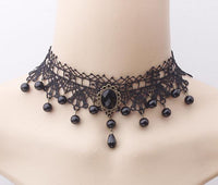 Black Gem Collars Charms Exaggerated Lace Women Necklace - sparklingselections