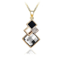 Blue Crystal Drop Golden geometry Pendants Necklace for women