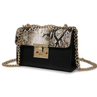 New Women Shoulder Serpentine Leather Zip Lock Small Chain Bag - sparklingselections