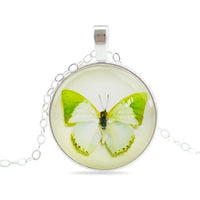 Vintage Glass Cabochon Butterfly Statement  Pendant Necklace for Women