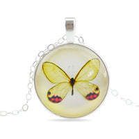 Vintage Glass Cabochon Butterfly Statement  Pendant Necklace for Women