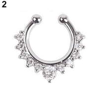 Rhinestone Fake Septum Clicker Nose Ring