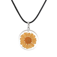 Handmade Boho Transparent Resin Dried Flower Pendant Necklace for Women